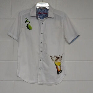 ROBERT GRAHM LIME TEQUILA BUTTON DOWN, SHORT SLEEVE SHIRT